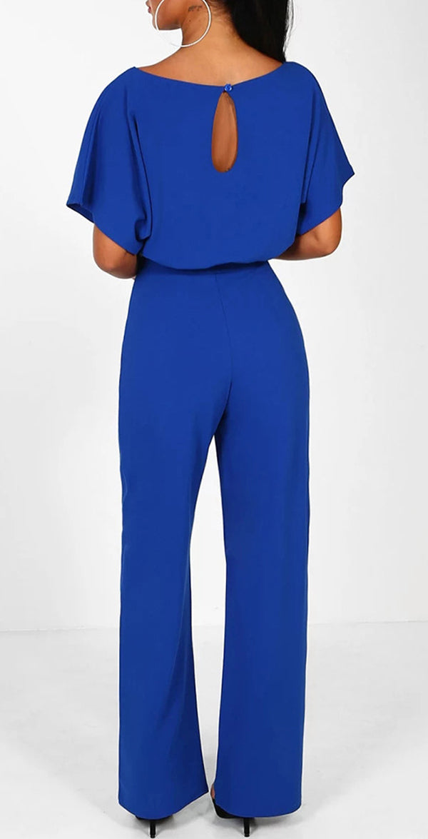 Summer button tie short sleeved Jumpsuit