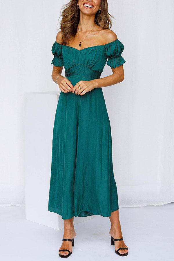 Pour Another One Satin Off Shoulder Jumpsuit