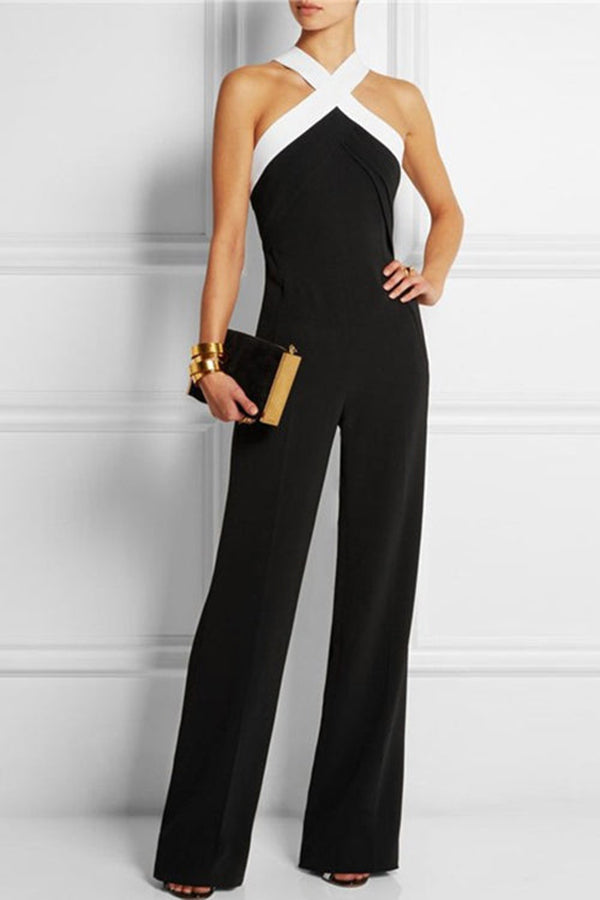 High Waist Color Block Jumpsuit