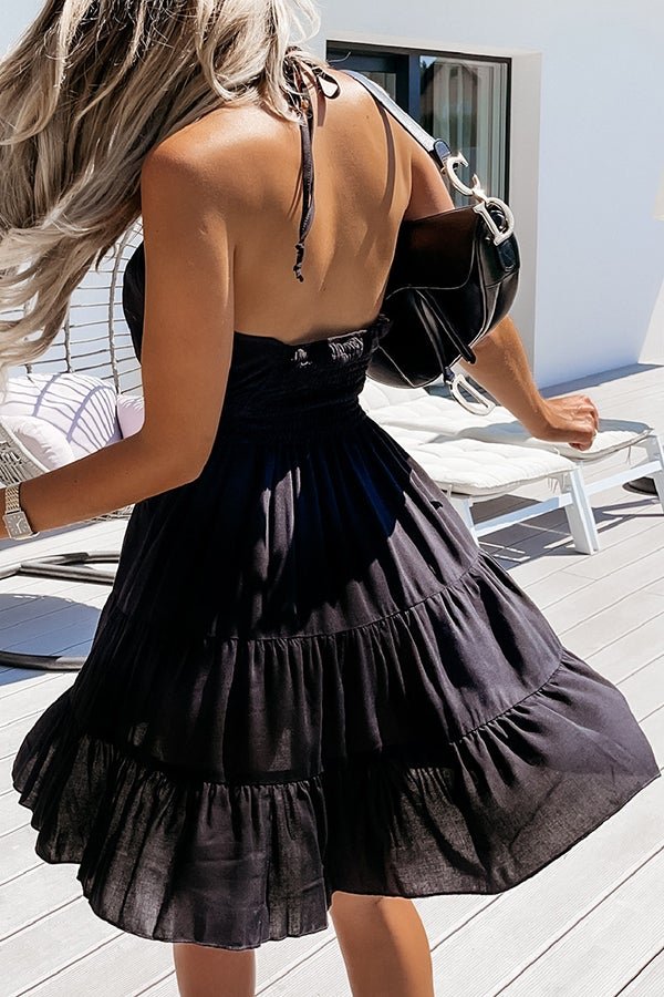 Sexy Halter Neck Sleeveless Slim Casual Cake Dress