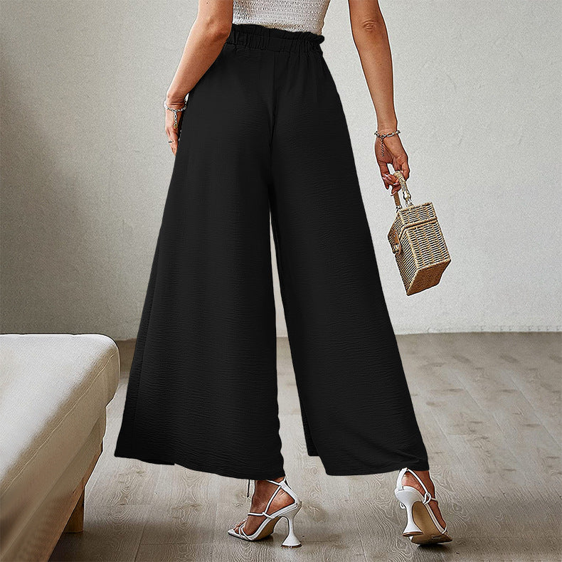 New Bow-tie Loose, High-waisted, Pleated Wide-leg Pants