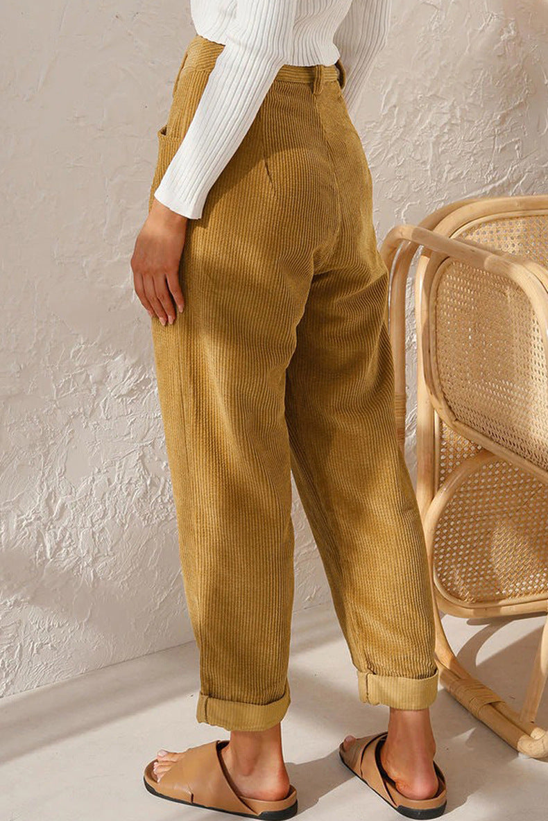 women's corduroy loose straight trousers