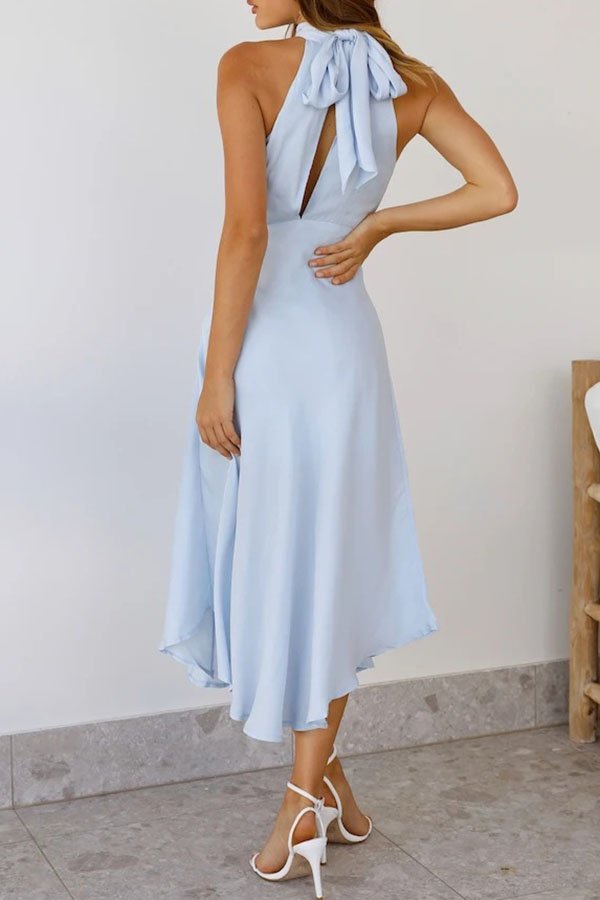 Tie-up Neck High Slit Maxi Dress