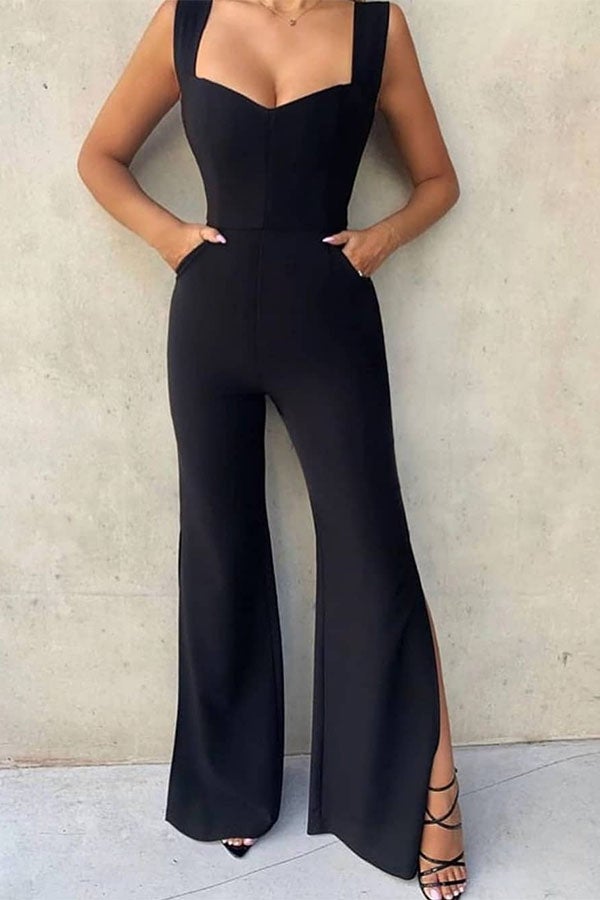 Sleeveless suspender jumpsuit