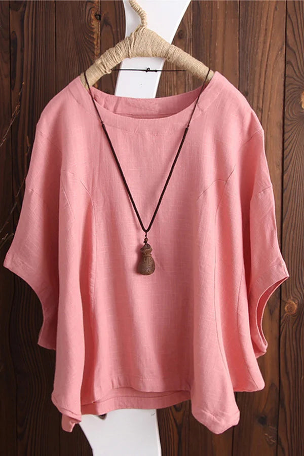 Solid Batwing Sleeve Loose T-Shirt