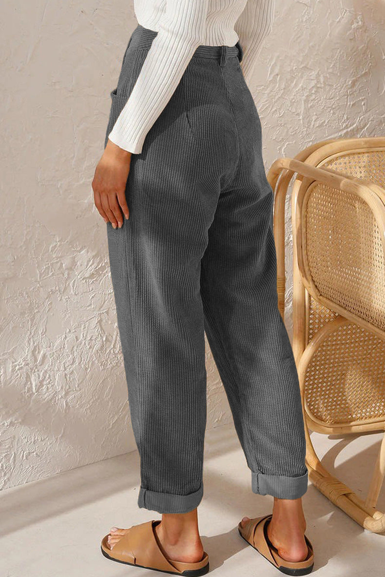 women's corduroy loose straight trousers