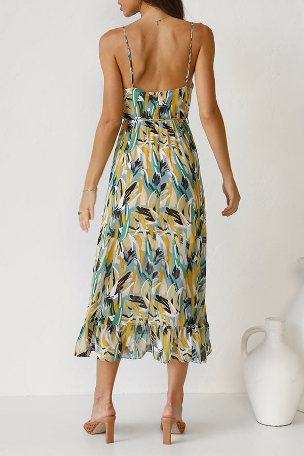 Printed Agaric Sling Midi Dress