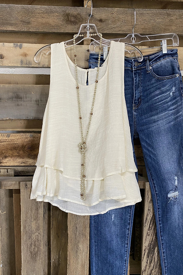 Casual Cascading Ruffled Tank