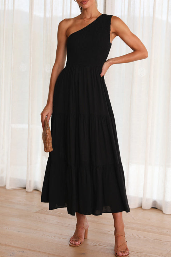 Single Room Solid Color Simple Mid Length Dress