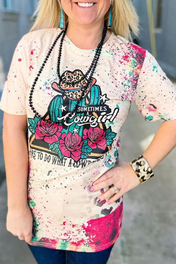 Printed Short-sleeved Blouse