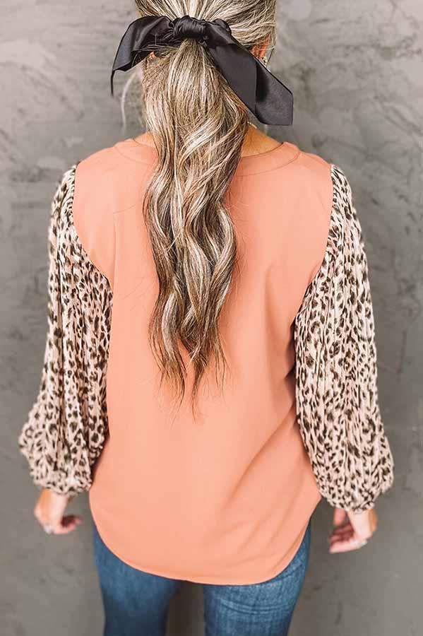 Chasin That Feeling Leopard Sleeve Blouse