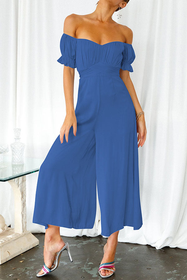 Pour Another One Satin Off Shoulder Jumpsuit