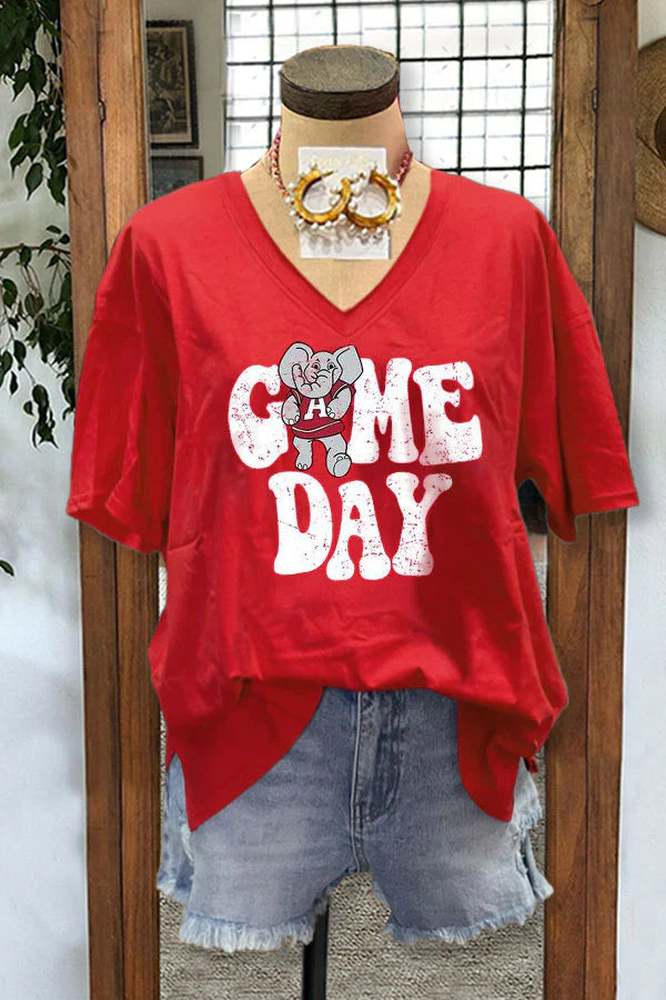 Game Day Alabama Graphic V-neck Top