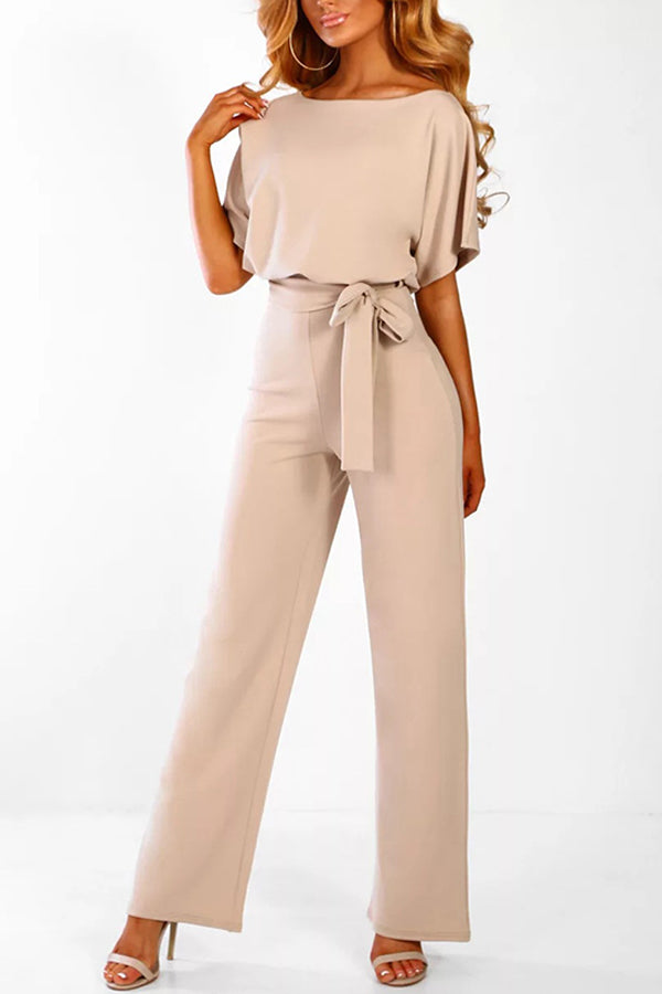 Summer button tie short sleeved Jumpsuit