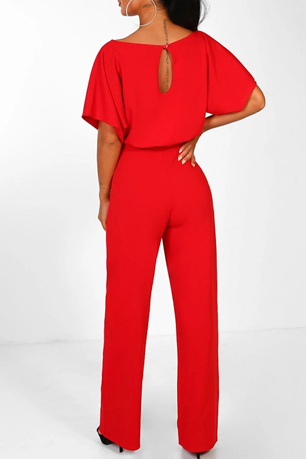 Summer button tie short sleeved Jumpsuit