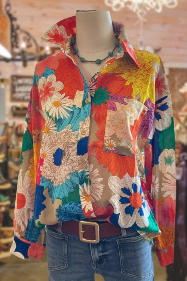 Multi Color Floral Print Blouse