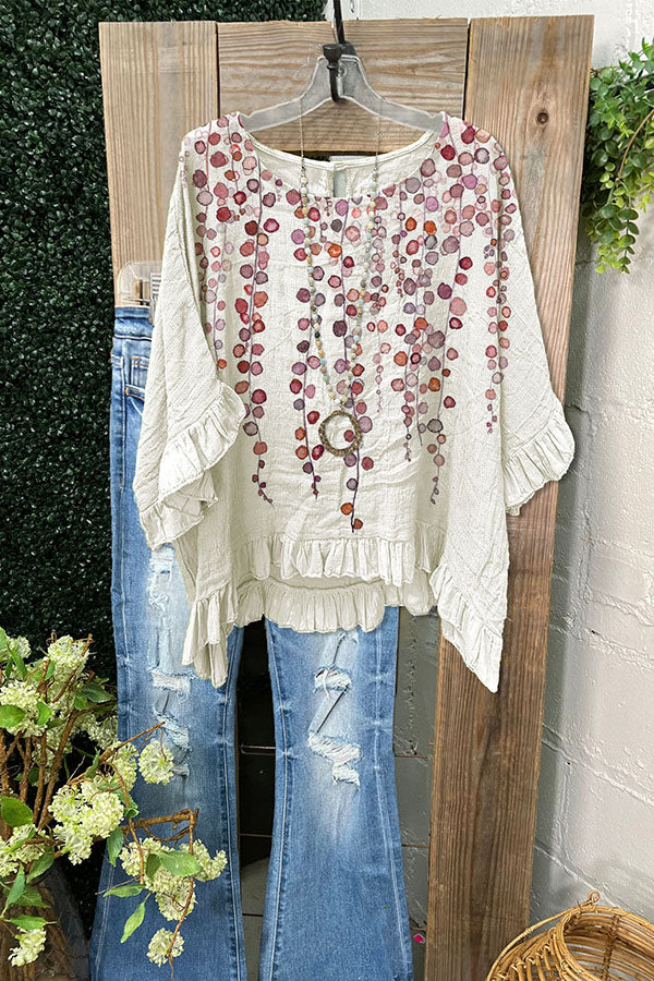 Casual Printed Ruffled Crinkled Blouse