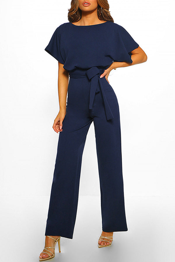 Summer button tie short sleeved Jumpsuit