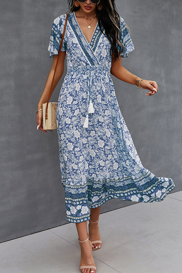 Spring/Summer V-Neck Tie Boho Dress