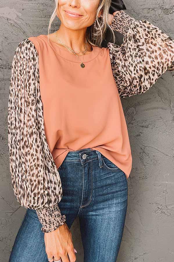 Chasin That Feeling Leopard Sleeve Blouse