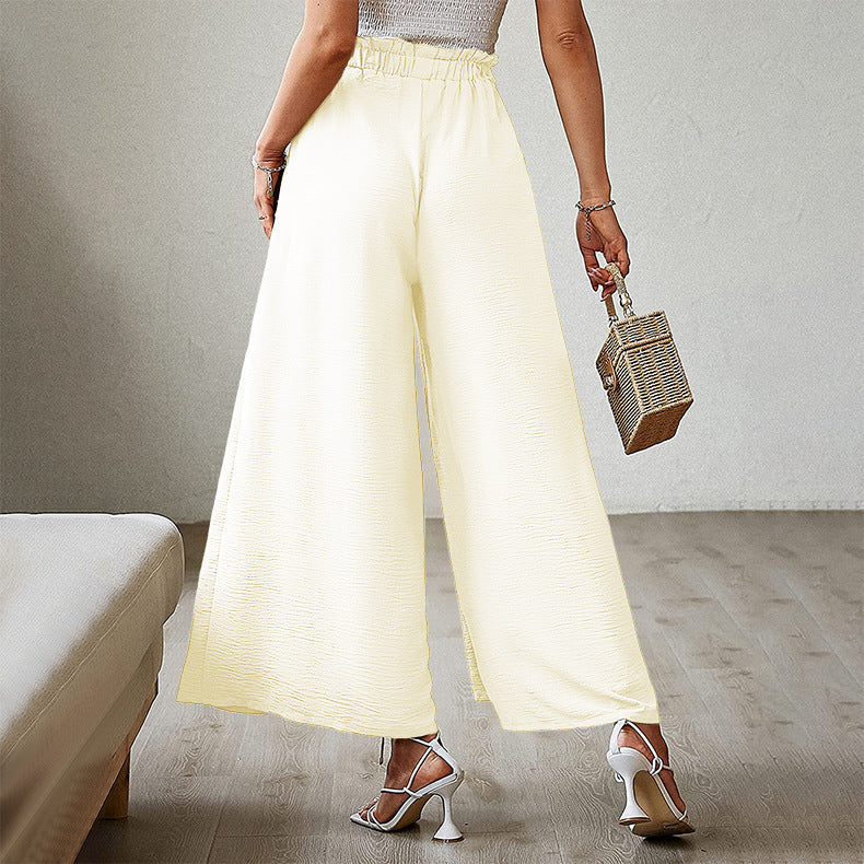 New Bow-tie Loose, High-waisted, Pleated Wide-leg Pants